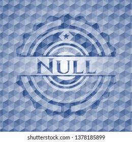 Null blue emblem with geometric background.