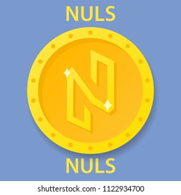 Nuls Coin cryptocurrency blockchain icon. Virtual electronic, internet money or cryptocoin symbol, logo