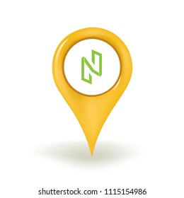 Nuls Cryptocurrency Coin Geolocation Pin Sign