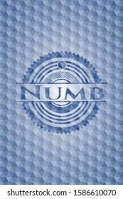 Numb blue badge with geometric pattern background. Vector Illustration. Detailed.