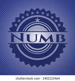 Numb emblem with jean texture. Vector Illustration. Detailed.