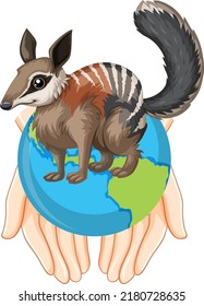 Numbat on earth planet illustration