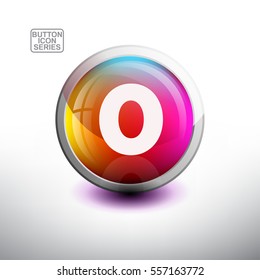 Number 0 in 3D Glossy Button for web Icon, Education Icon and Alphabet Icon. Vector Illustration "------