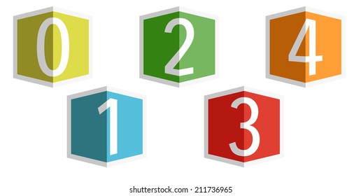 Number 0 - 4 Vector Font