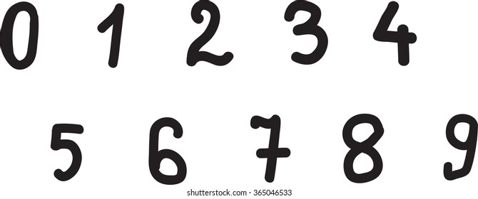 Number from 0 to 9 in chrome over white background