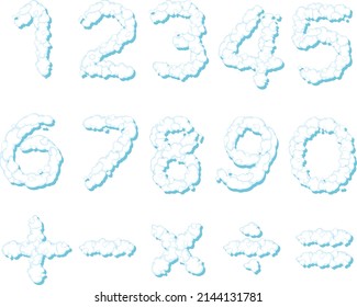 Number 0 to 9 with math symbols illustration
