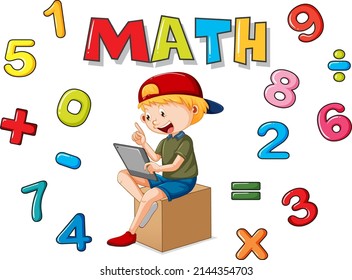 Number 0 to 9 with math symbols illustration