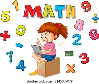 Number 0 to 9 with math symbols illustration