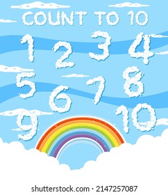 Number 0 to 9 with math symbols illustration