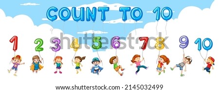 Number 0 to 9 with math symbols illustration
