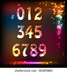 Number from 0 to 9 over black background