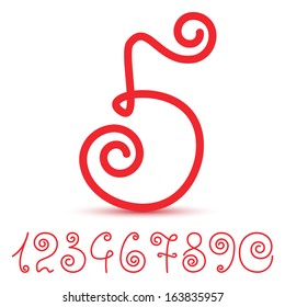 Number from 0 to 9 over white background