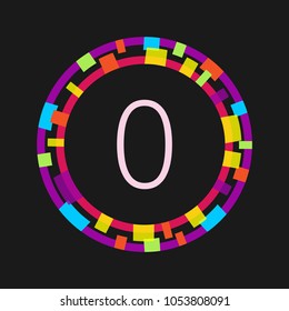 Number 0, abstract bright vector design element