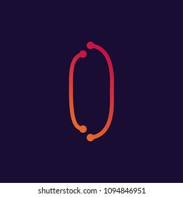 Number 0 , abstract colorful digits, ink mathematic symbol, stylized numeral, dynamic paint trail font. Vector illustration.