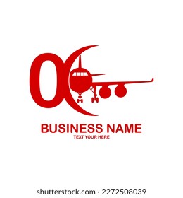 Number 0 with airplane vector logo template. numbers for event, promo, logo, banner, monogram and poster. Number label symbol for branding and identity