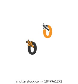 Number 0  bee icon  creative design logo illustration