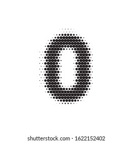 Number 0 Black Halftone Pattern Font