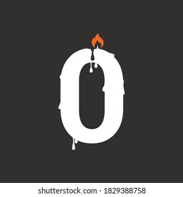 Number 0 Candle logo symbol or icon template design 