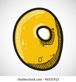 Number 0 from candy alphabet. Vector illustration