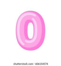 Number 0 candy font. Caramel alphabet zero. lollipop lettering. Sweet ABC sign
