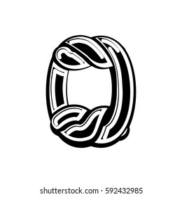 Number 0 Celtic font. norse medieval ornament ABC sign zero. Traditional ancient manuscripts alphabet
