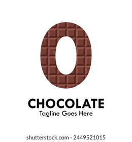 Number 0 with chocolate design logo template illustration