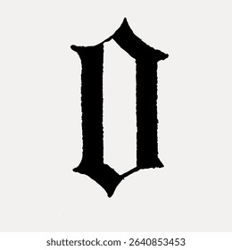 Number 0, church text font illustration isolated on white, vector.
