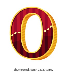 Number 0 in circus style. Vector illustration on a white background.