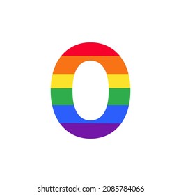 Number 0 Colored in Rainbow Color Logo Design Inspiration for LGBT Concept