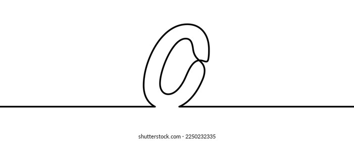 Number 0 in continuous line drawing style. Line art of number zero. Vector illustration. Abstract drawing number 0