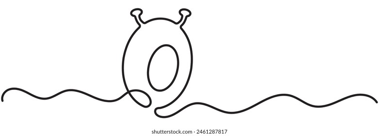 Number 0 in continuous line drawing style. Line art of number zero. Vector illustration. Abstract drawing number 0 isolated on white background. eps 10