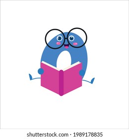 number 0 cute character vector design template illustration