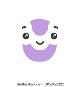 Number 0 cute kawaii character isolated on white background, vector clip art.