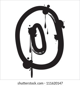 Number 0 from dirty alphabet. Vector illustration