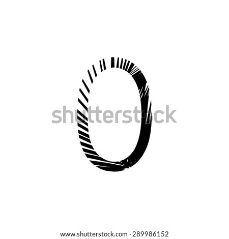 Number 0 double exposure with black palm leaf  isolated. Vector illustration.Black and white double exposure silhouette letters combined with photograph of nature.  Number 0.