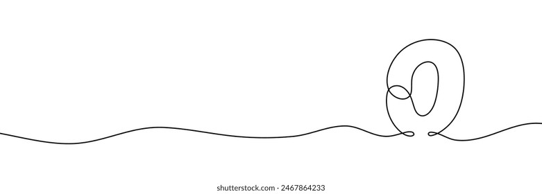 Number 0 is drawn by continuous line drawing. Editable line. Vector illustration