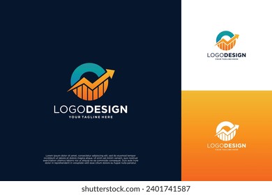 Number 0 Financial Chart Logo Design. Accounting, business, finance logo