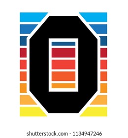 number 0 flat gradient color shape modern vector geometric design