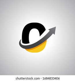 Nummer 0, flaches Icon-Design, Logo-Design, kreatives Briefmarken, geeignet für die Firmenmarke, Business Chart/Graphen Logo-Vorlage Swoosh-Logo, schwarz-gelbes Konzept.