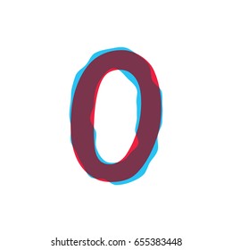 Number 0 font character logo formed by colorful overlay technique. Number font style vector illustration, vector element for application icon, t-shirt or card, number, counting, count