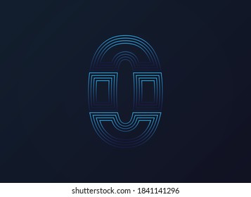 Number 0 font, digital technology design, network concept.  Vector illustration

