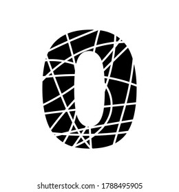 Nummer 0 - fragmentierte Schriftart - einzelne Vektorgrafik