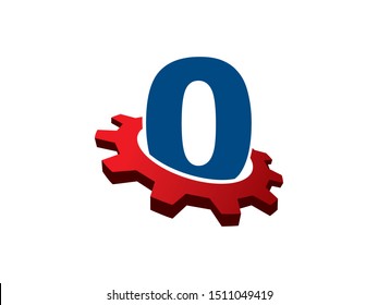 Number 0 gear technology logo or symbol template design