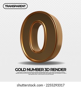 number 0 gold transparent luxury 3d