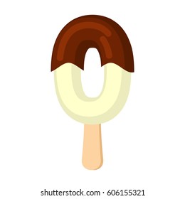 Number 0 Ice Cream font. Popsicle alphabet zero. Cold Sweet lettering. dessert sign ABC
