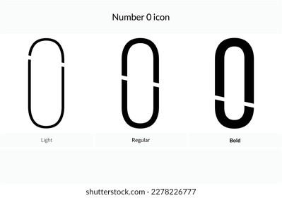 icono de número 0. Diseño de estilo claro, regular y negrita aislado en fondo blanco