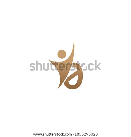 Number 0  icon logo with abstrac sucsess man in front, alphabet logo icon creative design illustration
