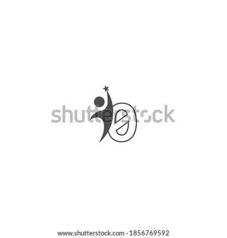 Number 0 icon logo with abstrac sucsess man in front, alphabet logo icon creative design illustration
