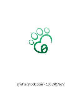 Number 0 icon on paw prints logo design