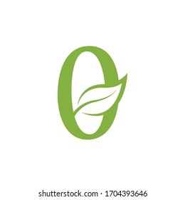 number 0 leaf green logo vector